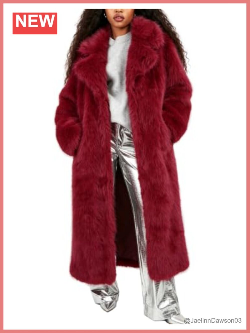 Flygo Long Faux Fur Coat Fluffy Shaggy Lapel Overcoat Women